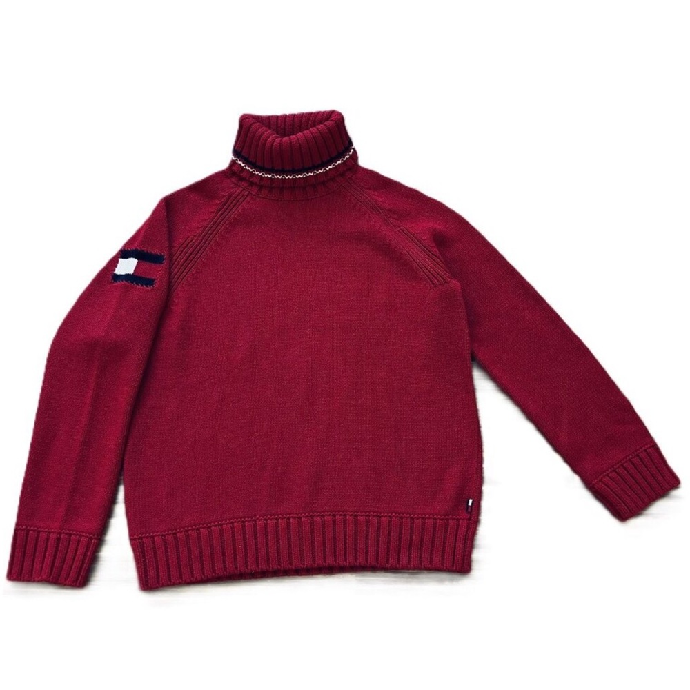 Tommy Hilfiger Red Knit Turtleneck Sweater
